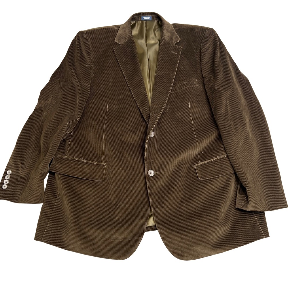 Saddlebred Mens Corduroy Blazer Jacket Brown 2 Button Notch Lapel 46R Regular